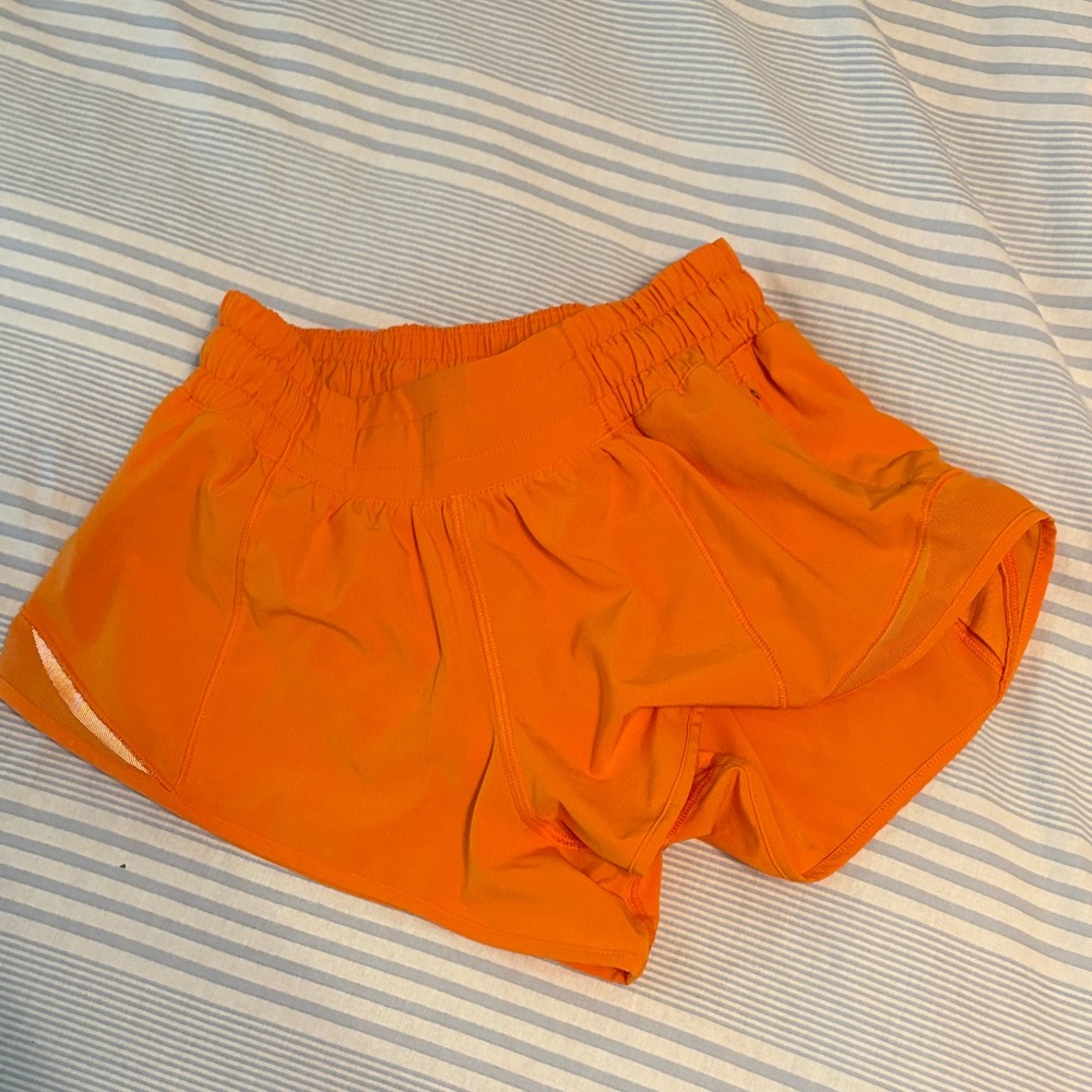 Never worn Lululemon Hoth Hot Vibrant Orange Athletic Shorts